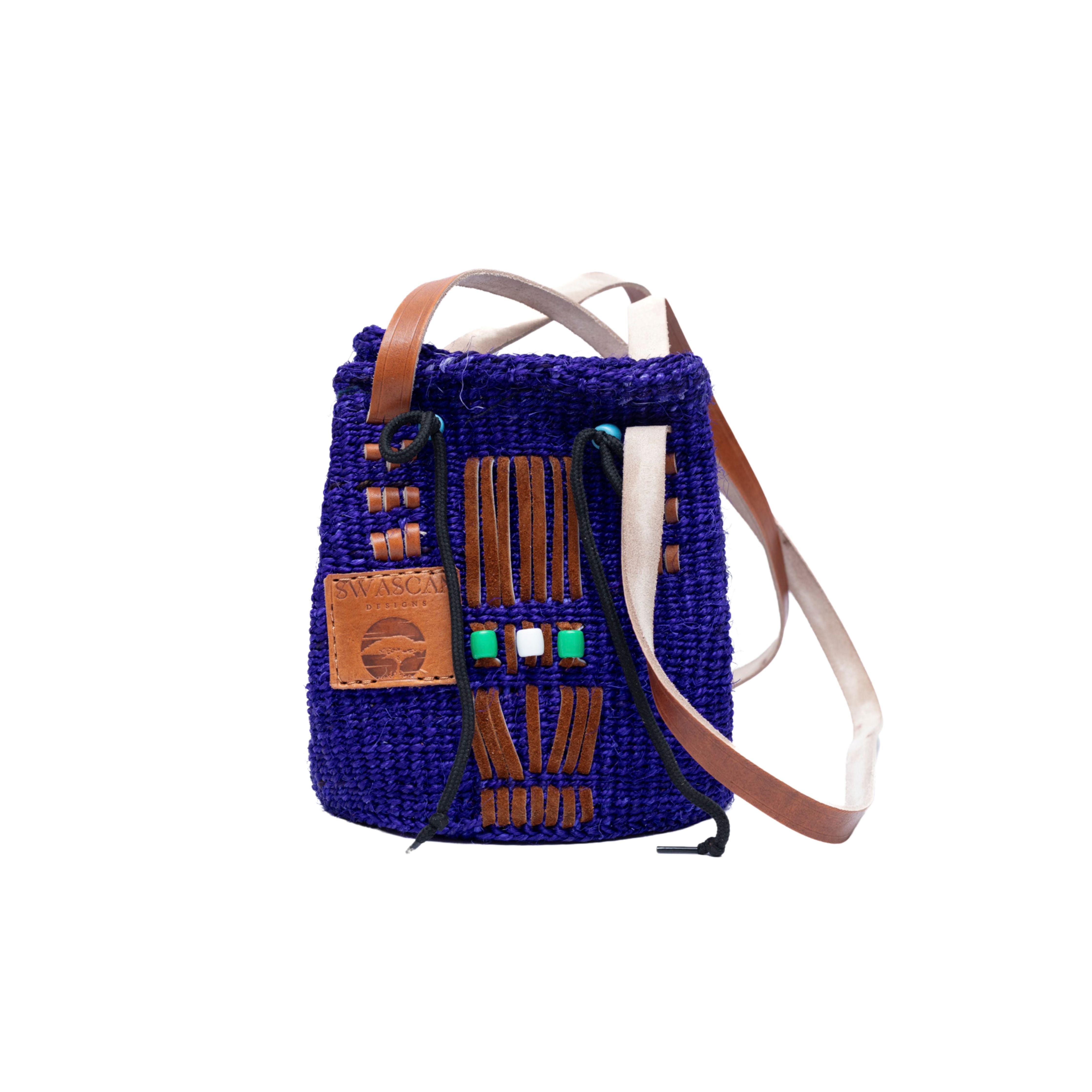 Marrakech Handwoven Sisal & Leather Drawstring Bag | Artisanal Craft with a Bohemian Flair